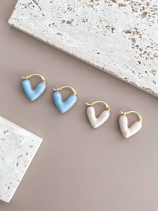 Heart Shaped Enamel Earrings
