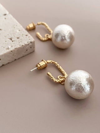 Cotton Pearl Balls Drop Earrings