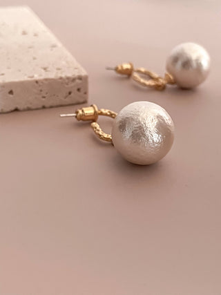 Cotton Pearl Balls Drop Earrings